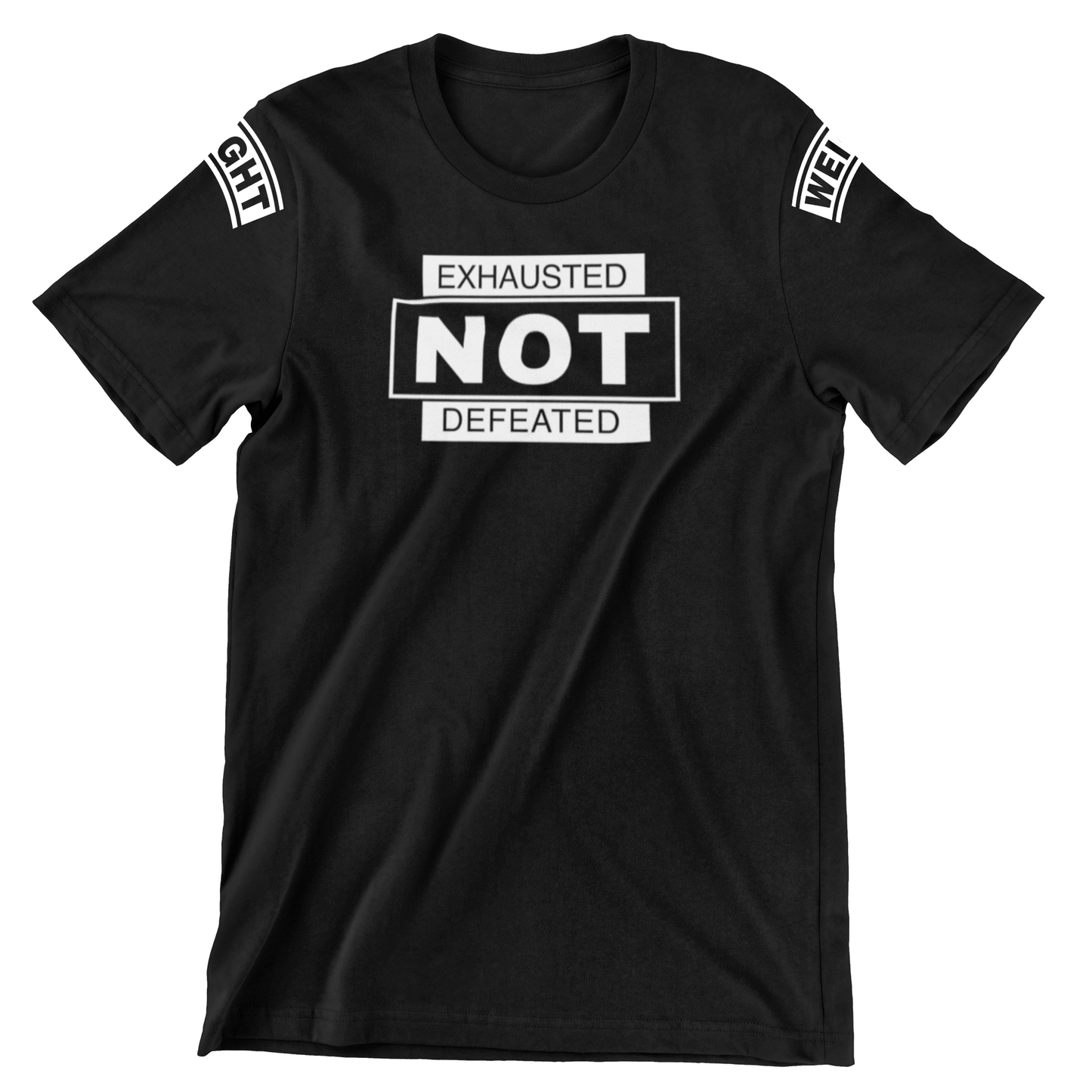 Weight on Shoulders / Exhausted Not Defeated Short Sleeve T-Shirt (Black)