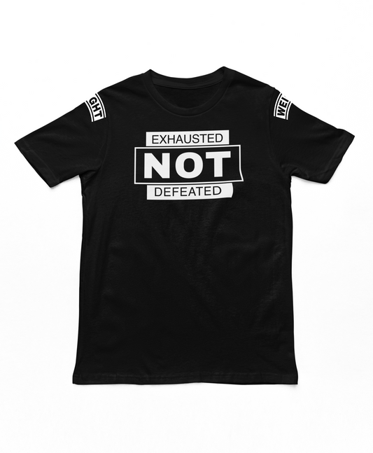 Weight on Shoulders / Exhausted Not Defeated Short Sleeve T-Shirt (Black)